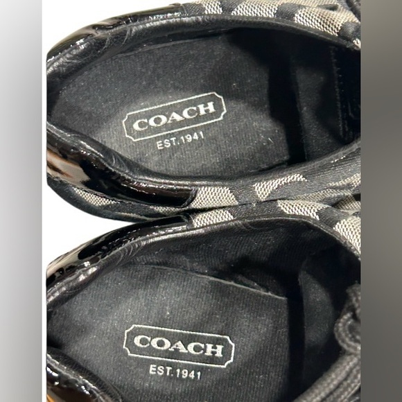 Coach "Kathleen" Black and Cream Signature Logo Sneakers Size 8.5 - Picture 5 of 16